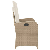 Panca Reclinabile da Giardino con Cuscini Beige in Polyrattan 368219