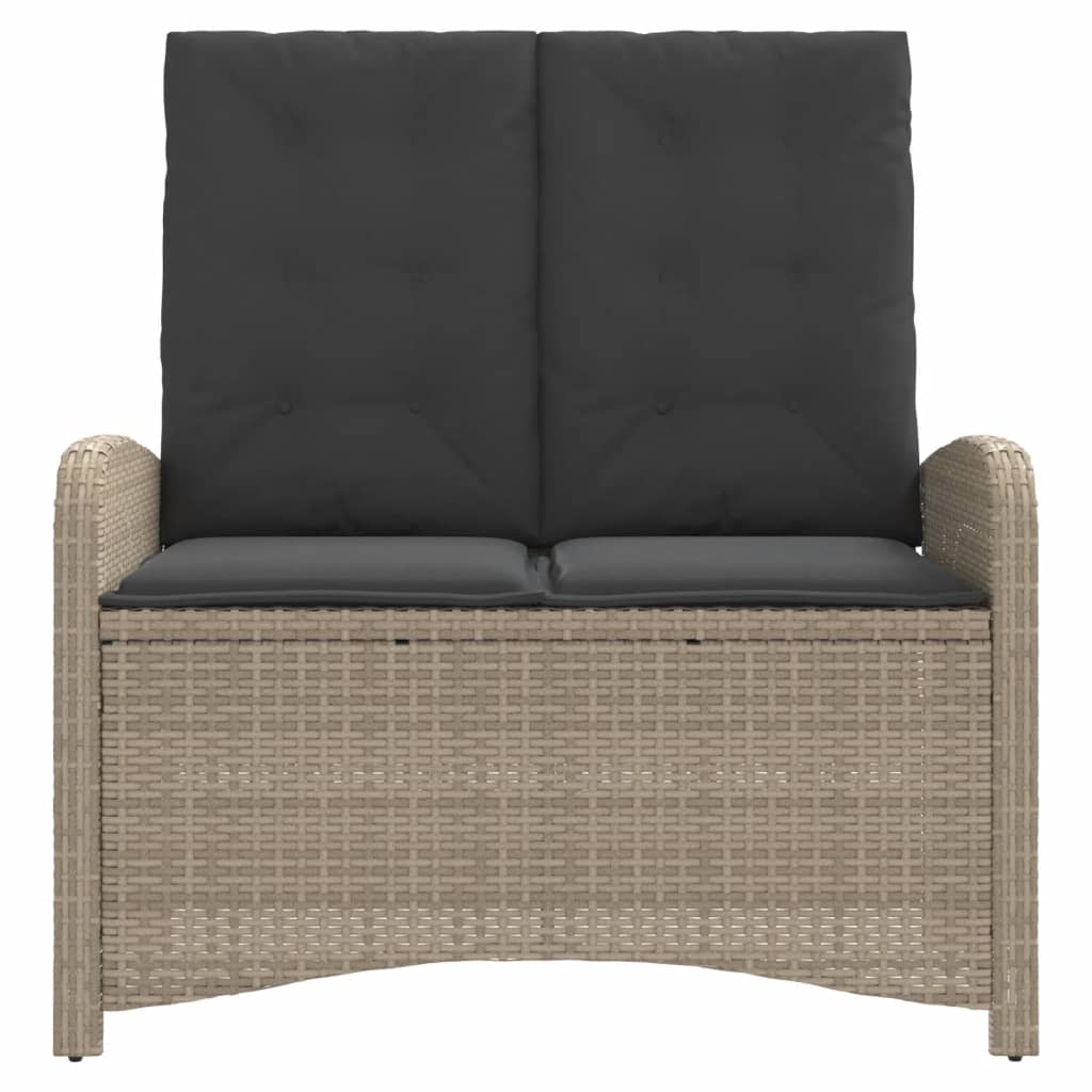 Panca Reclinabile Giardino con Cuscini Grigio Chiaro Polyrattan 368221