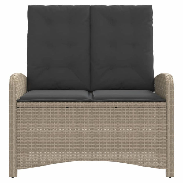 Panca Reclinabile Giardino con Cuscini Grigio Chiaro Polyrattan 368221
