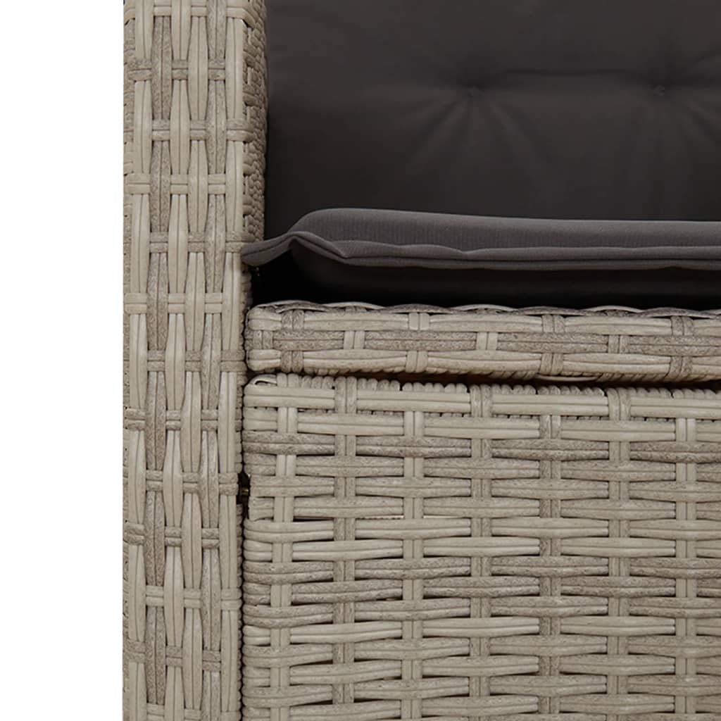 Panca Reclinabile Giardino con Cuscini Grigio Chiaro Polyrattan 368221