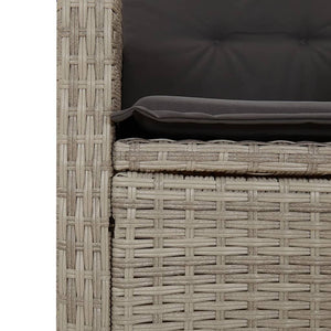 Panca Reclinabile Giardino con Cuscini Grigio Chiaro Polyrattan 368221