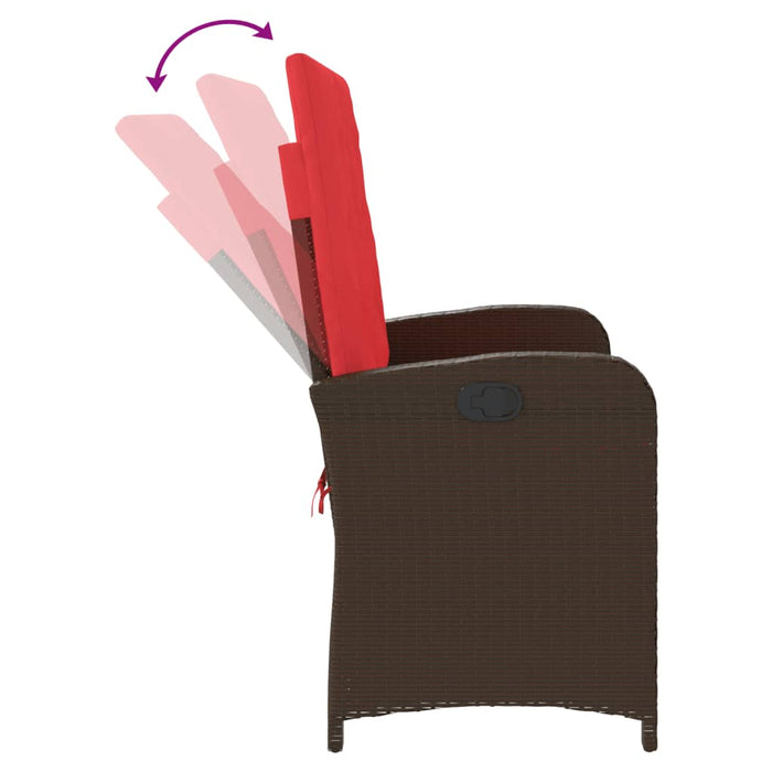 Panca Reclinabile da Giardino con Cuscini Marrone in Polyrattan 368222