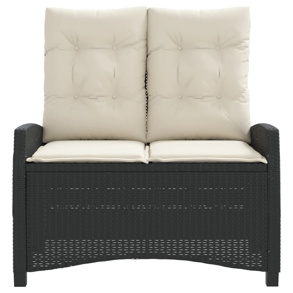 Panca Reclinabile da Giardino con Cuscini Nera in Polyrattan 368225