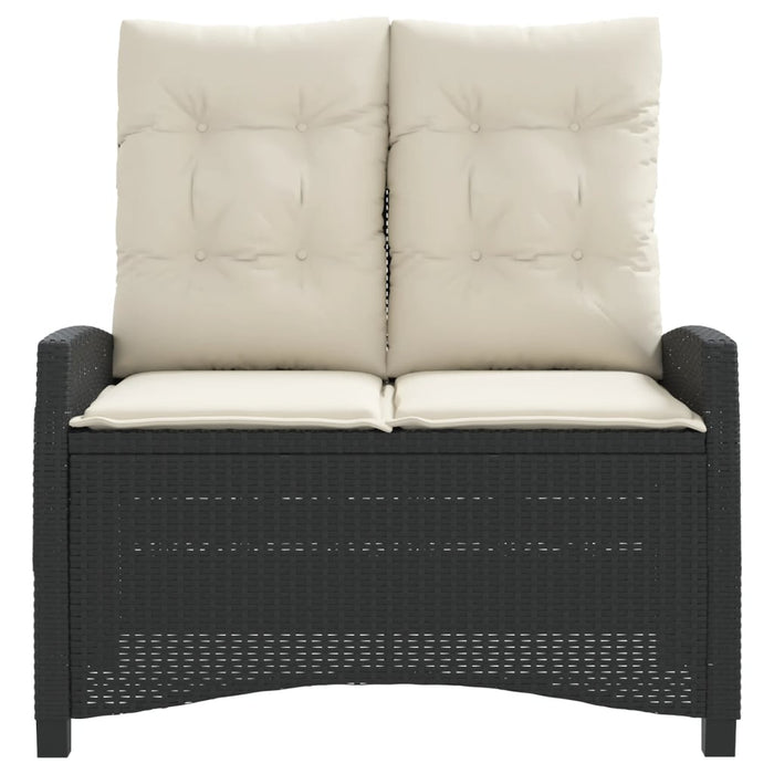 Panca Reclinabile da Giardino con Cuscini Nera in Polyrattan 368225