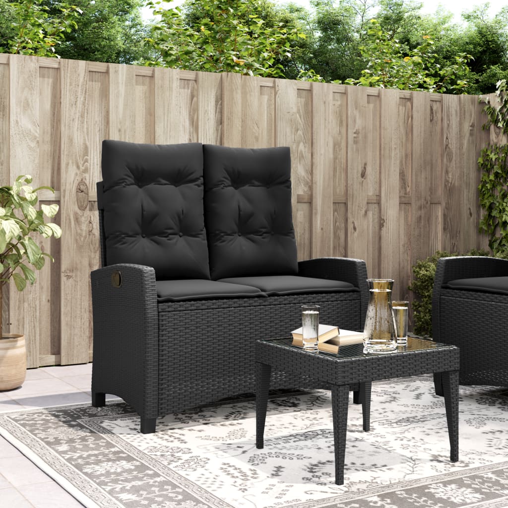 Panca Reclinabile da Giardino con Cuscini Nera in Polyrattancod mxl 111706