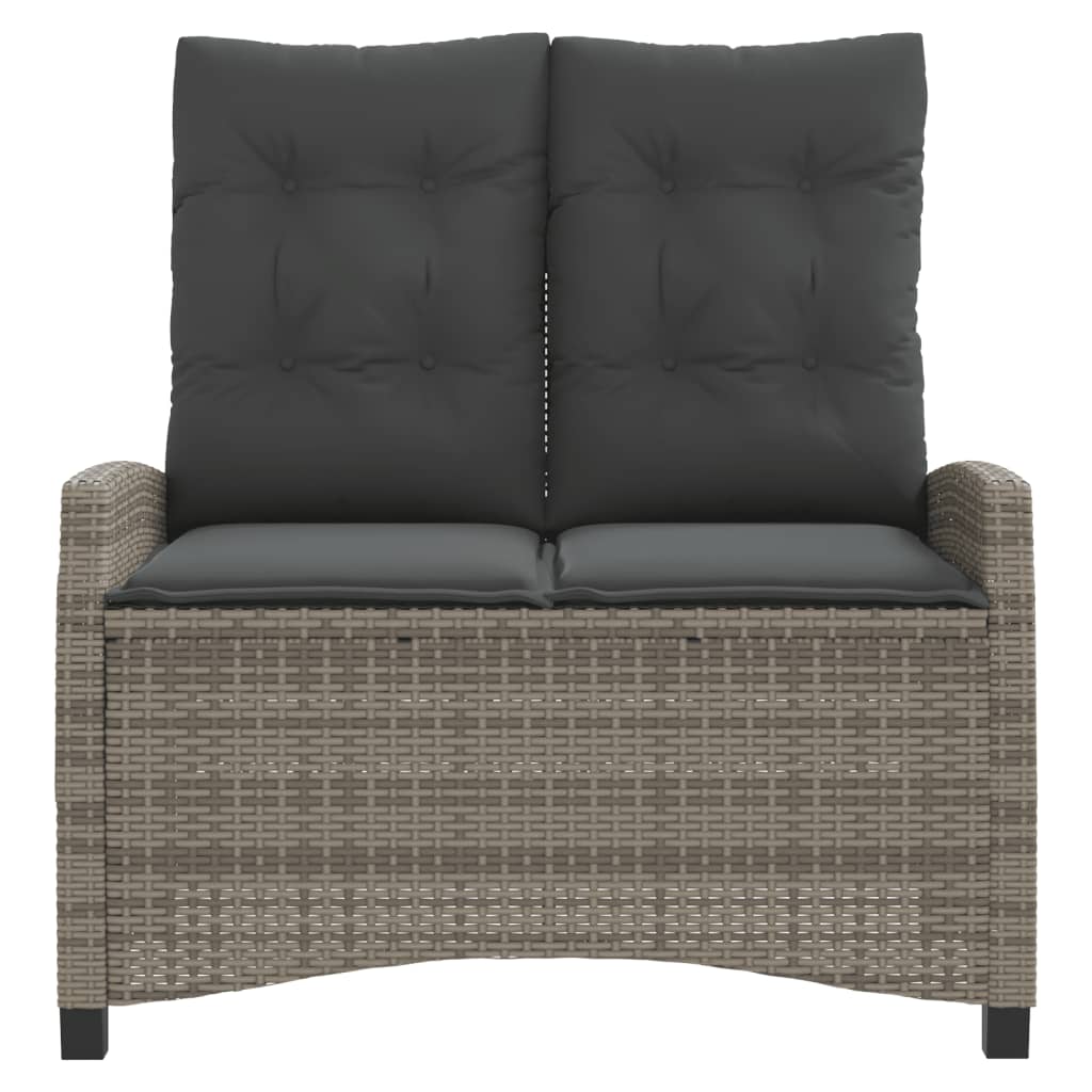 Panca Reclinabile da Giardino con Cuscini Grigia in Polyrattan 368228