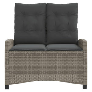 Panca Reclinabile da Giardino con Cuscini Grigia in Polyrattan 368228