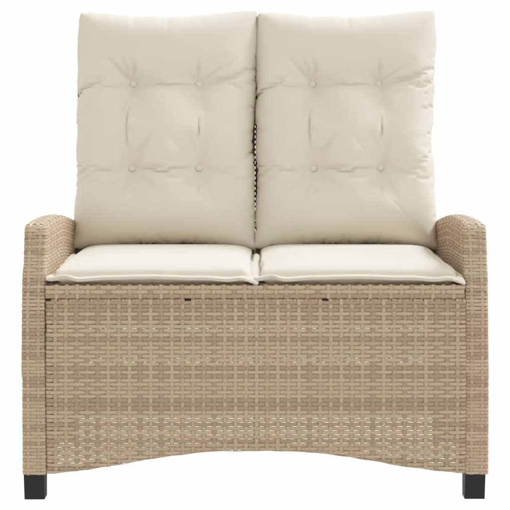 Panca Reclinabile da Giardino con Cuscini Beige in Polyrattan 368229