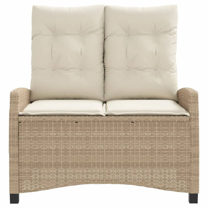 Panca Reclinabile da Giardino con Cuscini Beige in Polyrattan 368229