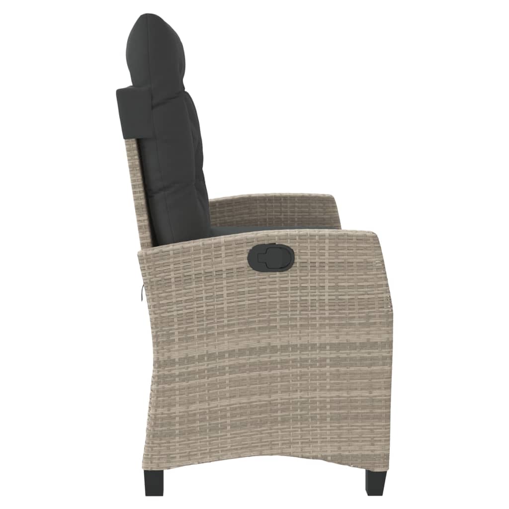 Panca Reclinabile Giardino con Cuscini Grigio Chiaro Polyrattan 368231