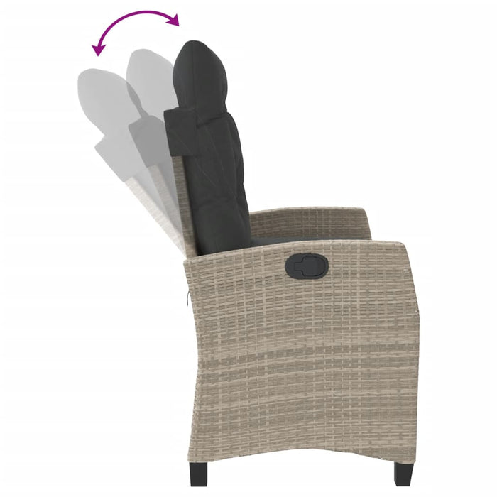 Panca Reclinabile Giardino con Cuscini Grigio Chiaro Polyrattan 368231