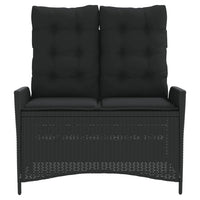 Panca Reclinabile da Giardino con Cuscini Nera in Polyrattan