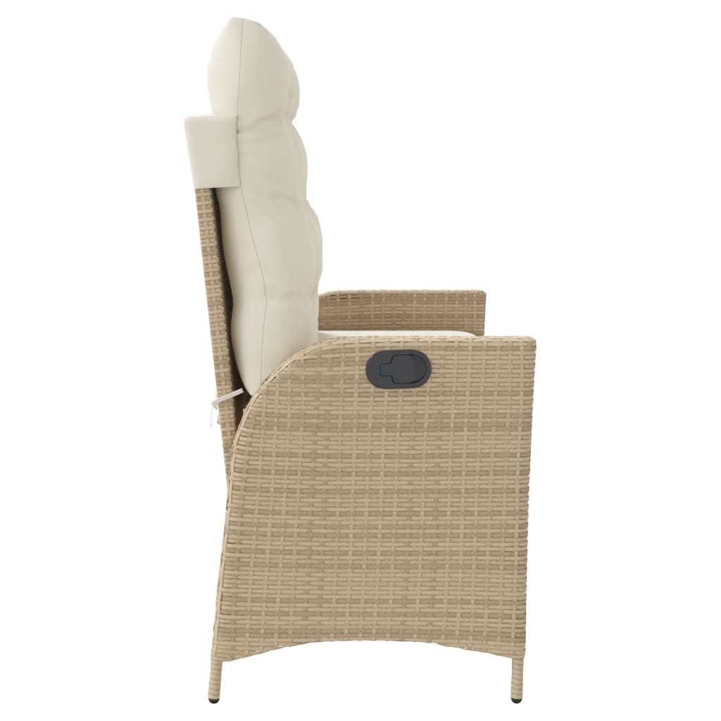 Panca Reclinabile da Giardino con Cuscini Beige in Polyrattan 368239