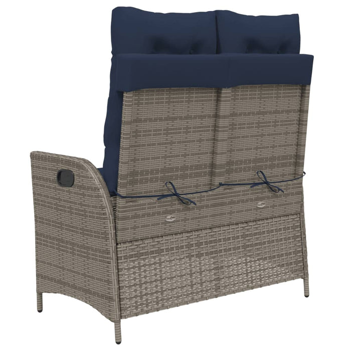 Panca Reclinabile da Giardino con Cuscini Grigia in Polyrattan 368243