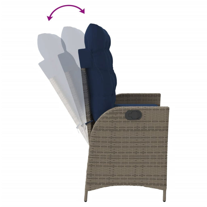 Panca Reclinabile da Giardino con Cuscini Grigia in Polyrattan 368243