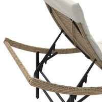 Lettino Prendisole con Cuscino Beige 55x199x50 cm in Polyrattan