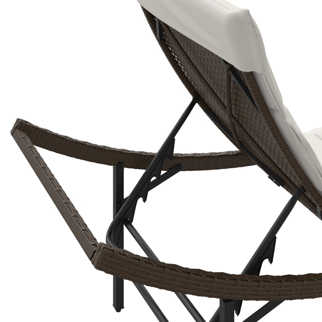Lettini Prendisole 2 pz con Tavolino Marrone in Polyrattan 368252