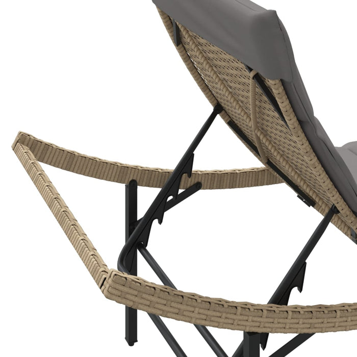 Lettini Prendisole 2 pz con Tavolino Beige in Polyrattan 368255