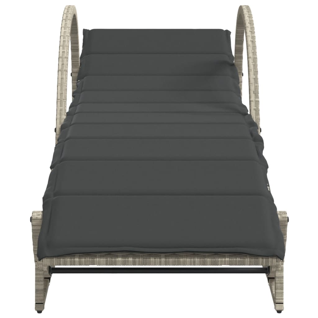 vidaXL Lettini Prendisole 2pz con Tavolino Grigio Chiaro in Polyrattan