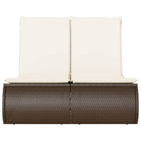 Lettino Prendisole con Cuscini Marrone in Polyrattan