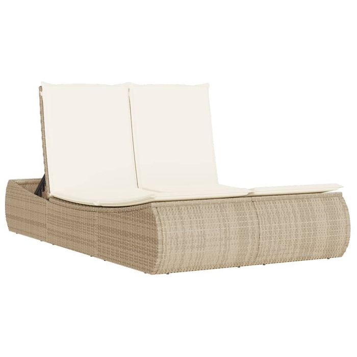 vidaXL Lettino Prendisole con Cuscini Beige in Polyrattan