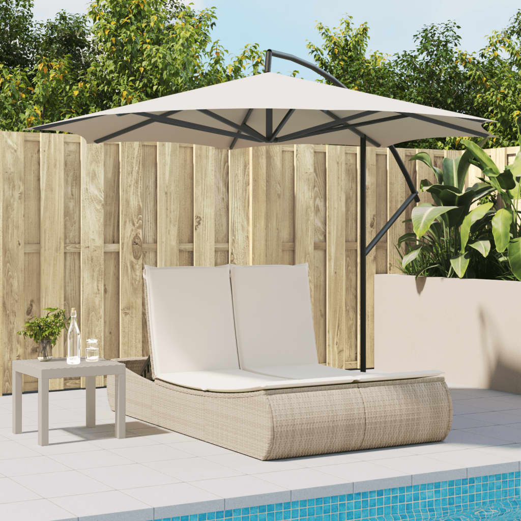 vidaXL Lettino Prendisole con Cuscini Beige in Polyrattan