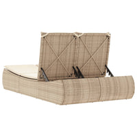vidaXL Lettino Prendisole con Cuscini Beige in Polyrattan