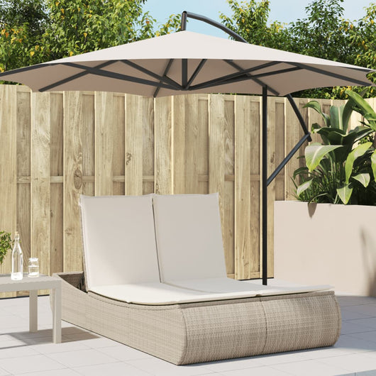 vidaXL Lettino Prendisole con Cuscini Beige in Polyrattan