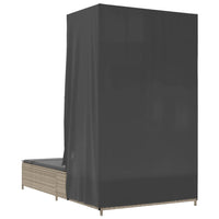 vidaXL Lettino Prendisole Tetto e Tende Grigio Chiaro in Polyrattan