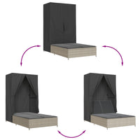 vidaXL Lettino Prendisole Tetto e Tende Grigio Chiaro in Polyrattan