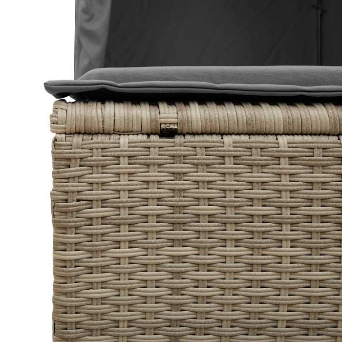 vidaXL Lettino Prendisole Tetto e Tende Grigio Chiaro in Polyrattan