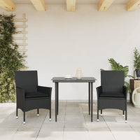 Sedie da Giardino con Cuscini 2 pz Nere in Polyrattan 368109