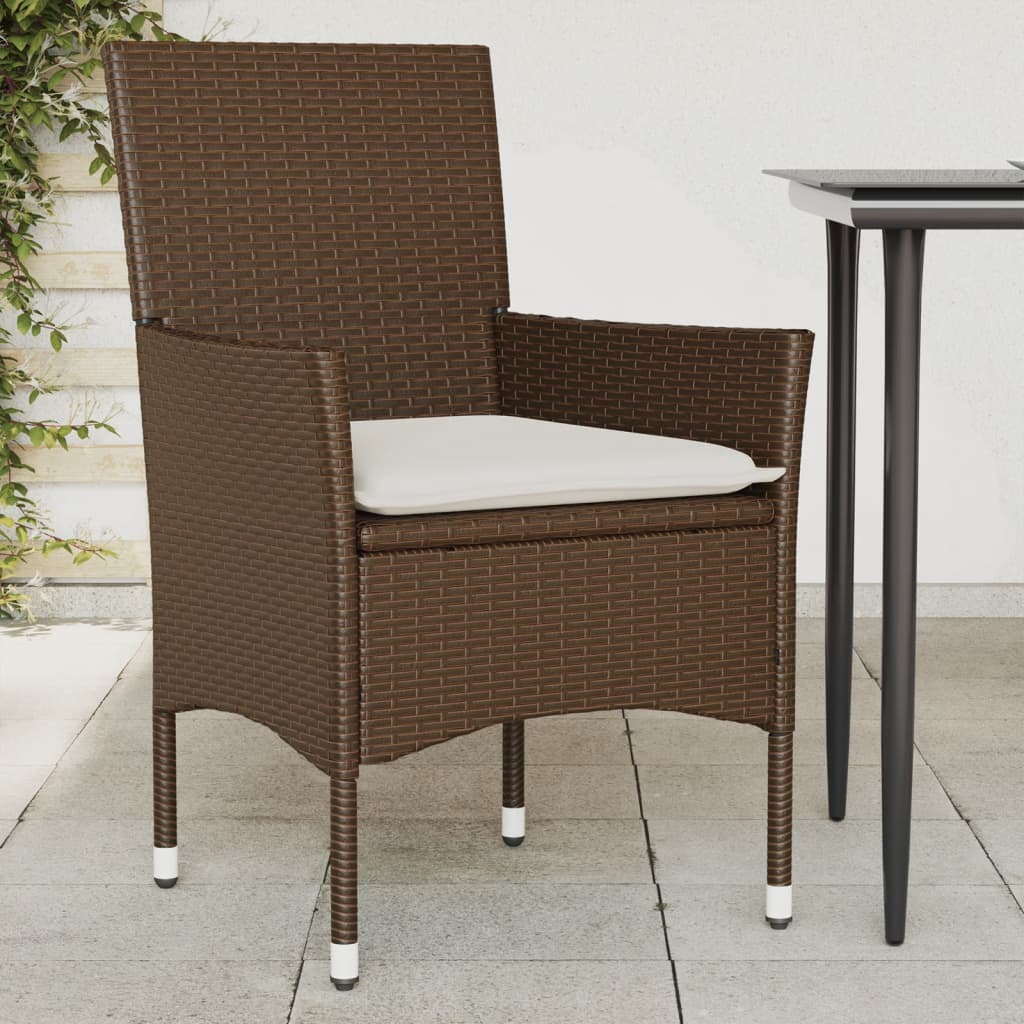 Sedie da Giardino con Cuscini 2 pz Marroni in Polyrattan 368110