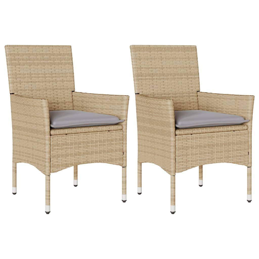 Sedie da Giardino con Cuscini 2 pz Beige in Polyrattan 368112