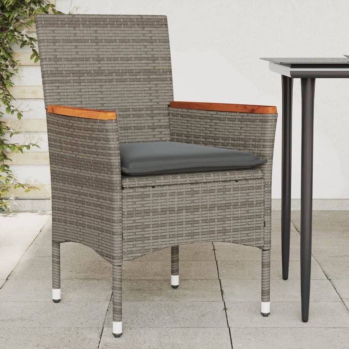 Sedie da Giardino con Cuscini 2 pz Grigie in Polyrattan 368120