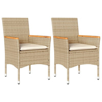 Sedie da Giardino con Cuscini 2 pz Beige in Polyrattan 368121