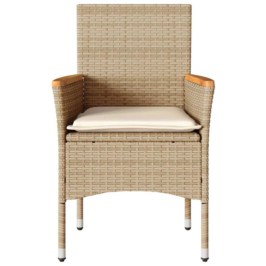 Sedie da Giardino con Cuscini 2 pz Beige in Polyrattan 368121