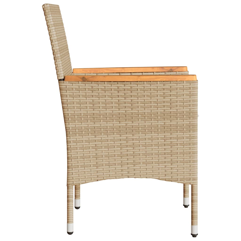 Sedie da Giardino con Cuscini 2 pz Beige in Polyrattan 368121