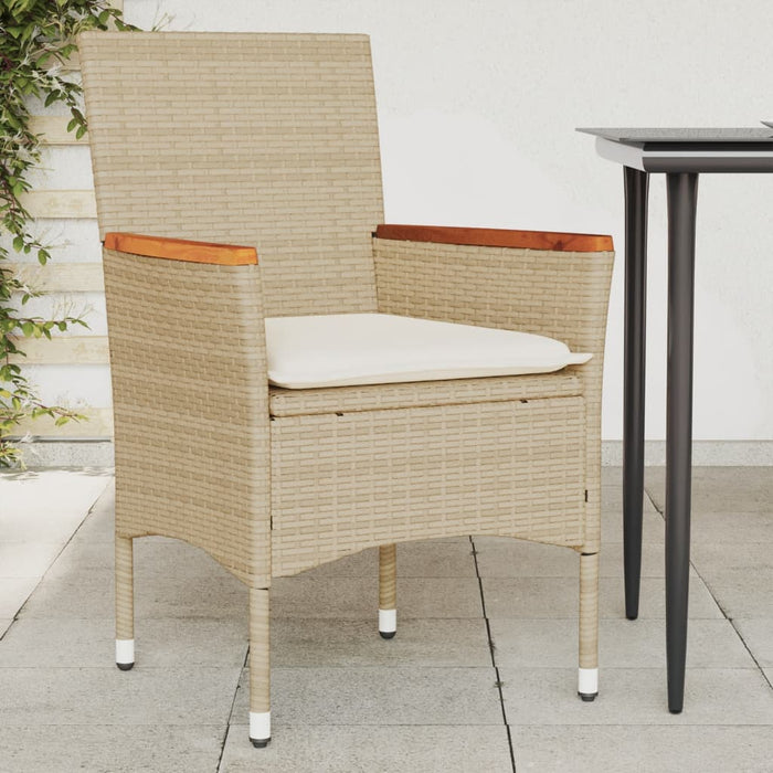 Sedie da Giardino con Cuscini 2 pz Beige in Polyrattan 368121