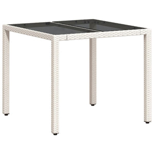 Tavolo Giardino con Piano Vetro Bianco 90x90x75 cm Polyrattancod mxl 91297