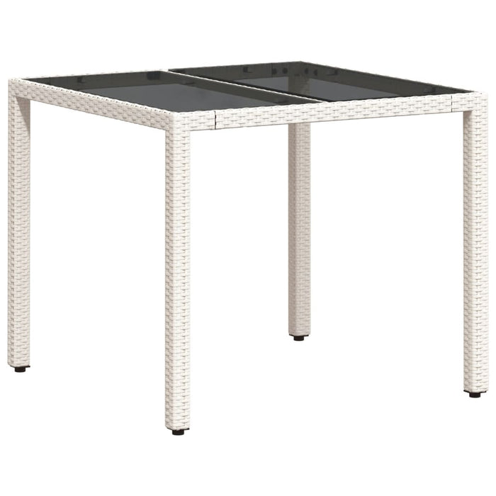 Tavolo Giardino con Piano Vetro Bianco 90x90x75 cm Polyrattancod mxl 91297