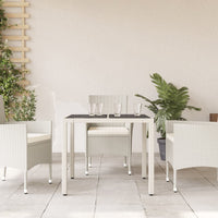 Tavolo Giardino con Piano Vetro Bianco 90x90x75 cm Polyrattancod mxl 91297