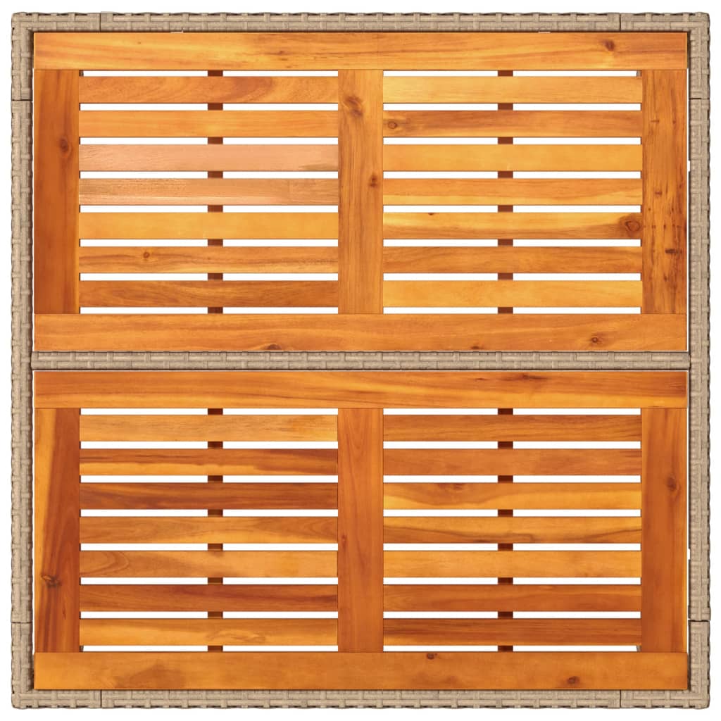 Tavolo da Giardino Beige 90x90x75 cm Polyrattan e Legno Acacia 368124