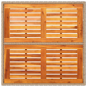 Tavolo da Giardino Beige 90x90x75 cm Polyrattan e Legno Acacia 368124