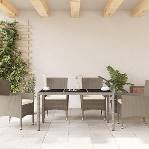 Tavolo Giardino Piano Vetro Grigio Chiaro 150x90x75 Polyrattan 368125