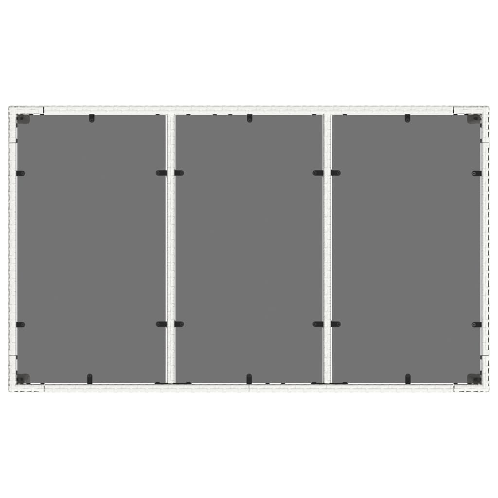 Tavolo da Giardino Piano in Vetro Bianco 150x90x75cm Polyrattan 368126