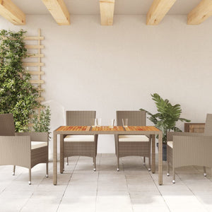 Tavolo da Giardino Beige 150x90x75 cm in Polyrattan e Acacia 368127