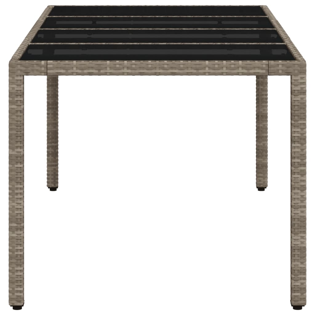 Tavolo Giardino Piano Vetro Grigio Chiaro 190x90x75 Polyrattan 368128