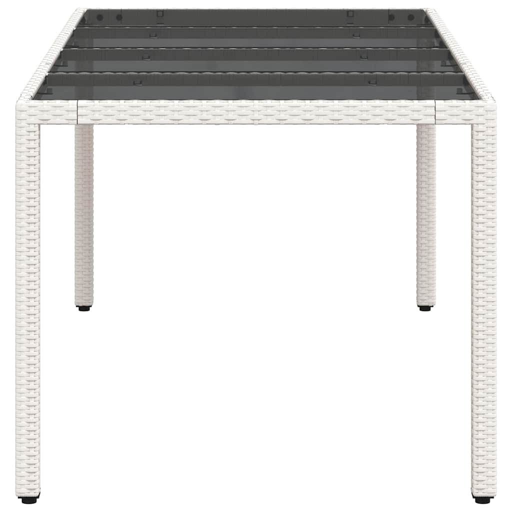 Tavolo Giardino Piano in Vetro Bianco 190x90x75 cm Polyrattan 368129