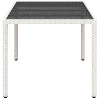 Tavolo Giardino Piano in Vetro Bianco 190x90x75 cm Polyrattan 368129